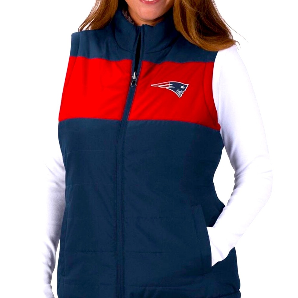 NFL Women’s Reversible New England Patriots‎ Navy/Gray Full-Zip Puffer Vest L